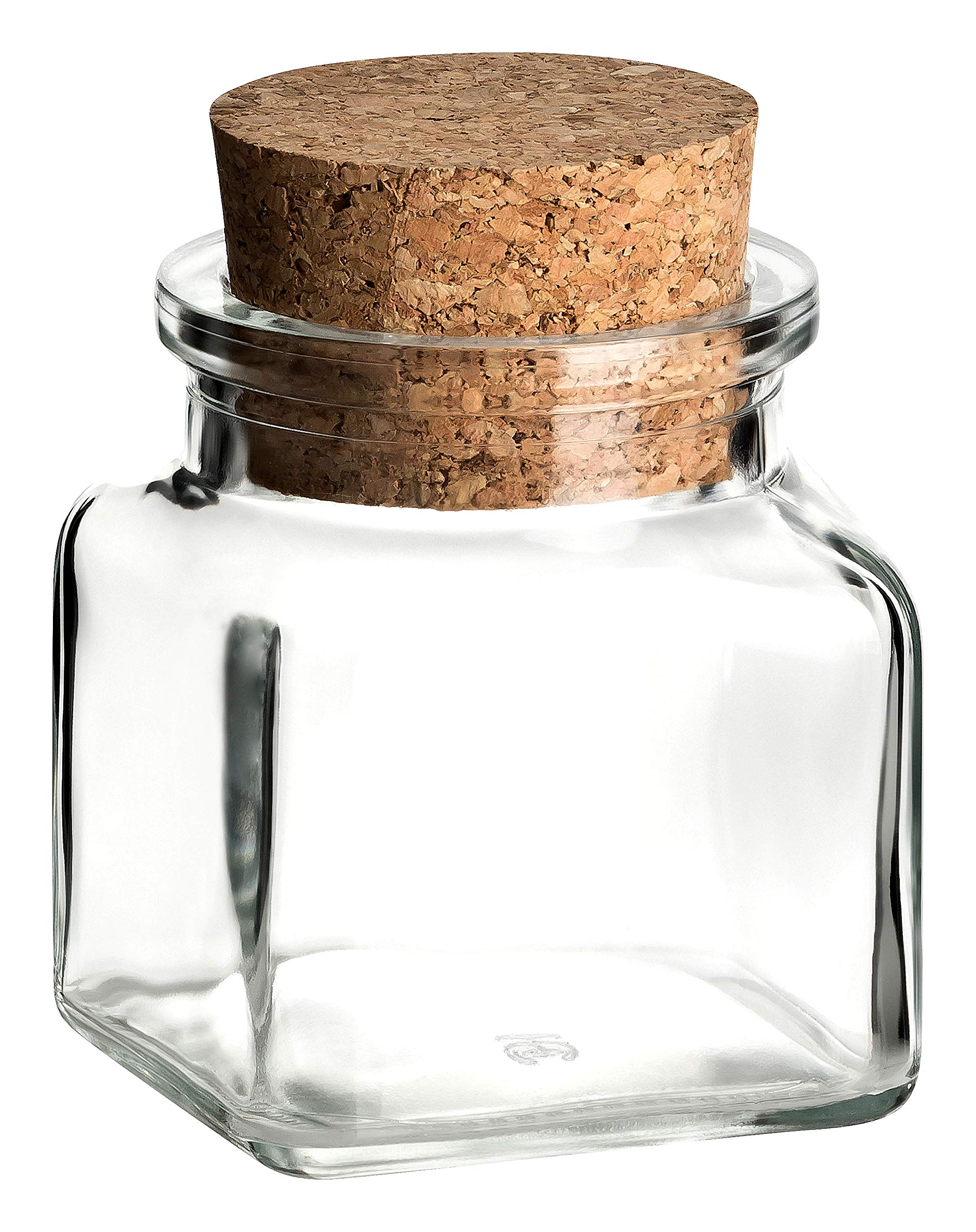 gouveo 12er Set di barattoli di spezie 120 ml angolare con Sughero - Piccoli Bicchieri di Sughero con Blocco di Sughero - Occhiali da stoccaggio Vuoti per Erbe, spezie