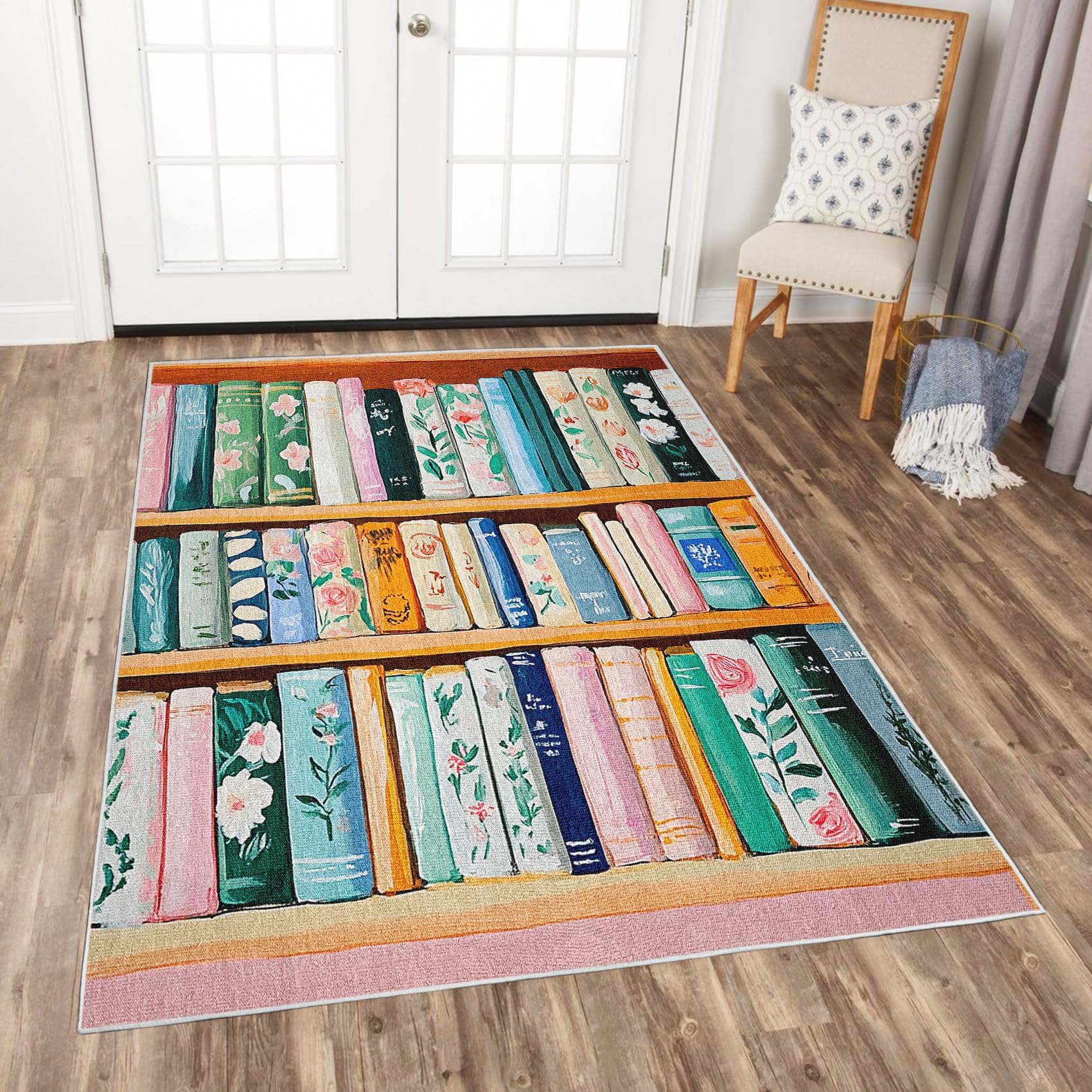 Tapis de bibliothèque vintage antidérapant idéal pour coin lecture