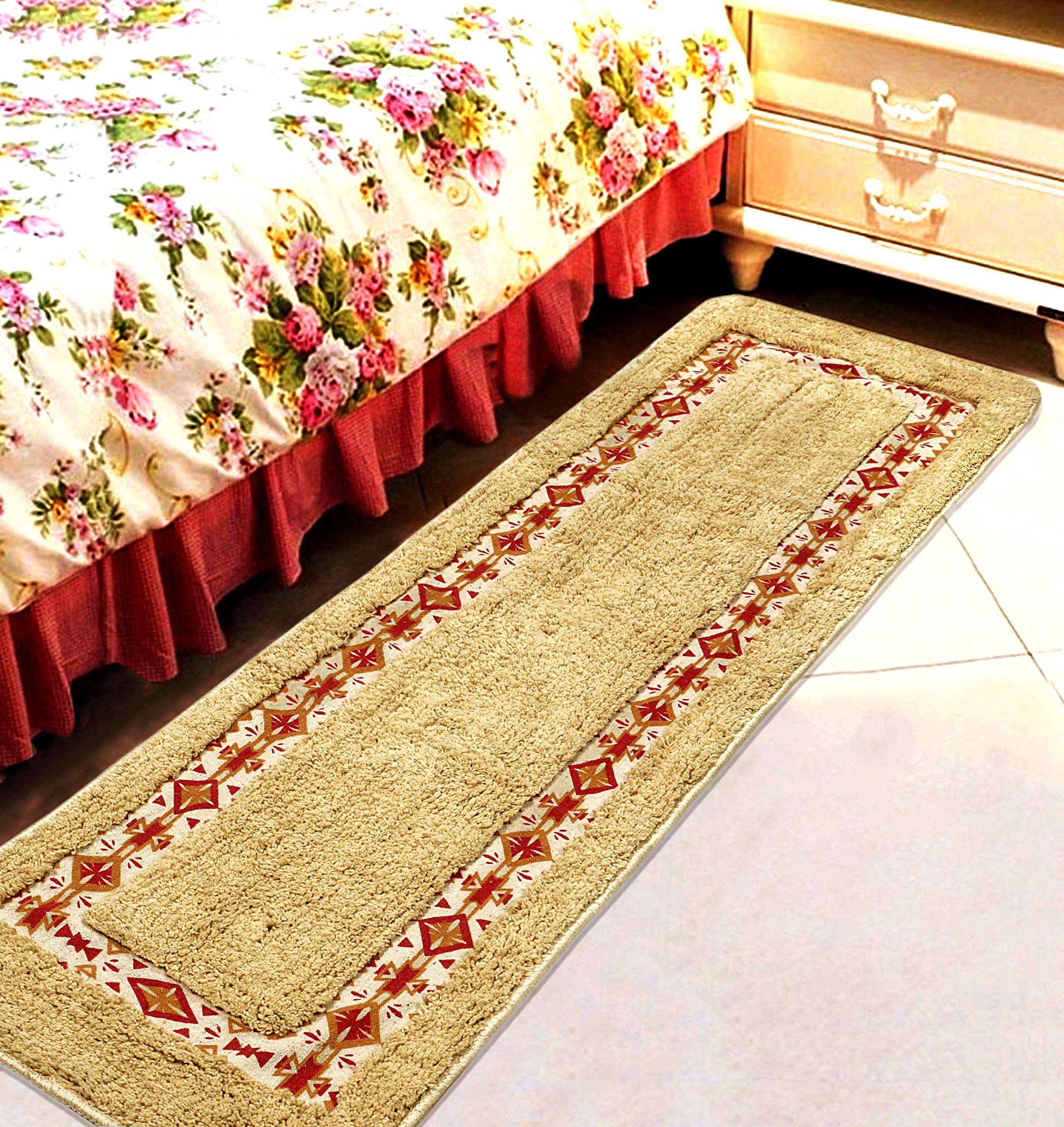 Saral Home Microfiber Multi Purpose Runner -(Beige, 40X140 CM)