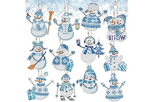 Snowman Diamond Painting Keychains: 12Pcs Snowman Arts and Crafts