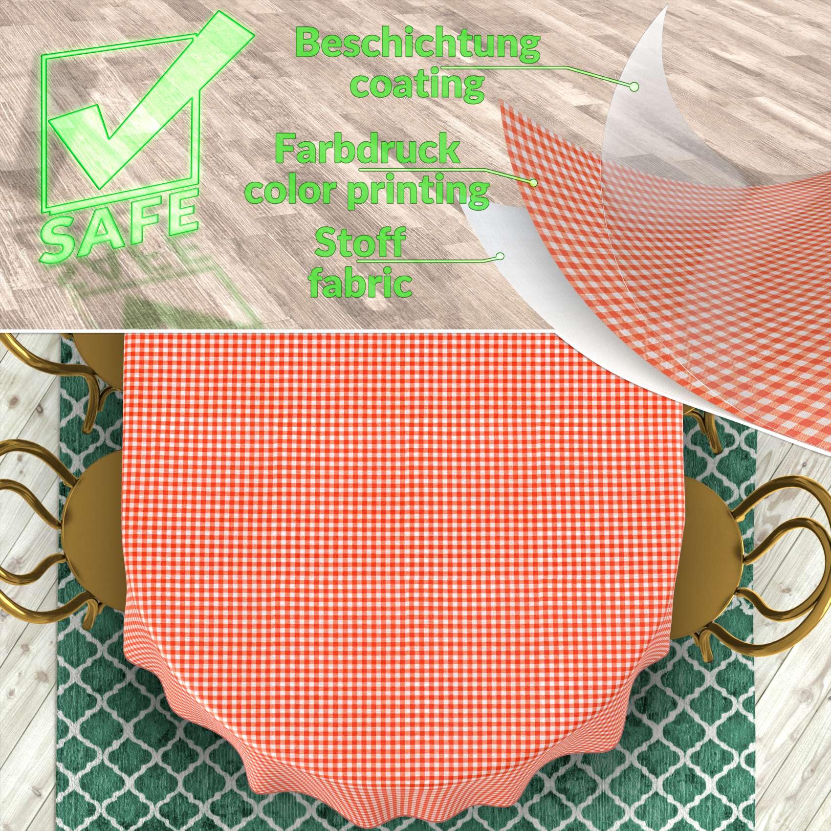 Nappe En Tissu Textile Lavable - Coton Et Polyester - Vichy Blue - Ovale - 220 X 140 Cm - Pour L'intérieur Et L'extérieur