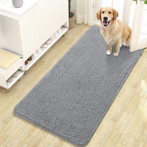 OLANLY Tapete para puerta de perro para patas fangosas, absorbe la humedad y la suciedad, absorbente, antideslizante, lavable, de microfibra de