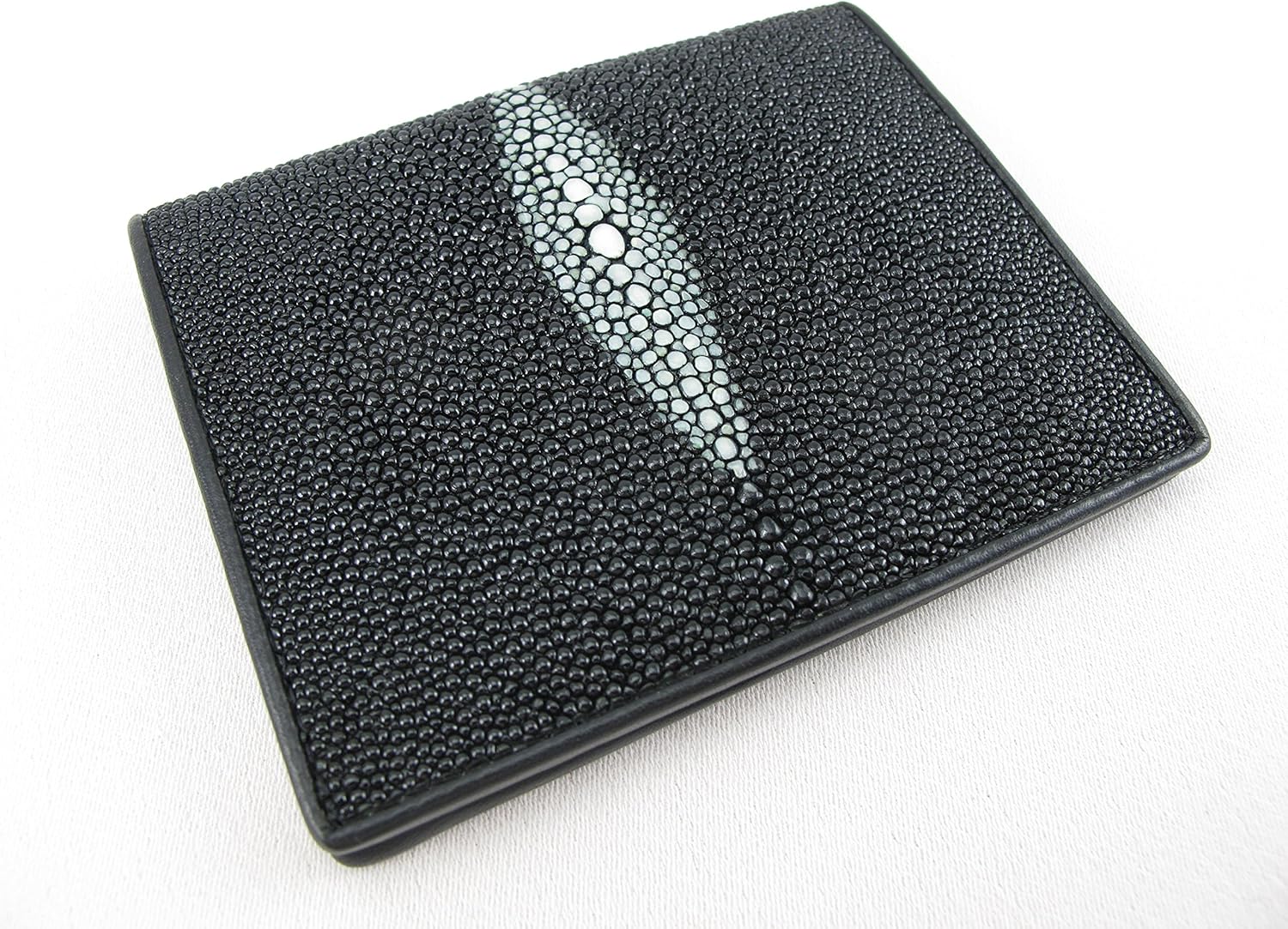 PELGIO Genuine Stingray Skin Leather Business Credit Card Holder Wallet Black