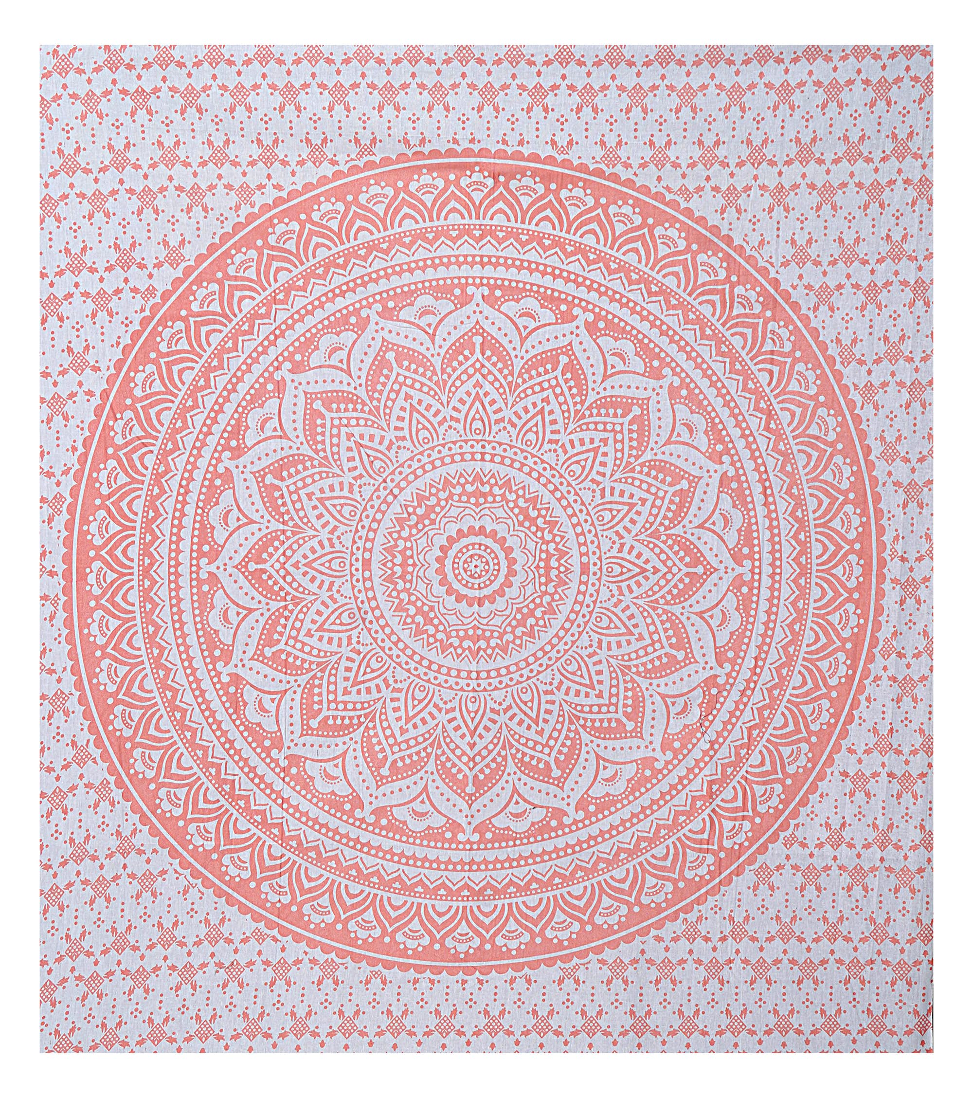 FURNISHFUL FINESSE Handmade Indian Wall Tapestry, Cotton Mandala Wall Hanging, Boho Wall Art Tapestry for Bedroom, Psychedelic Trippy Hippie Room Decor, 76x102 CM (30x40 Inch), Rose Gold