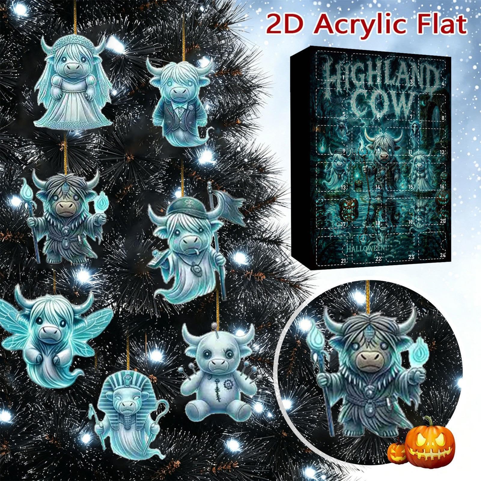 Adventskalender Ornament 2D Acryl Kuh Gothic Gruselig
