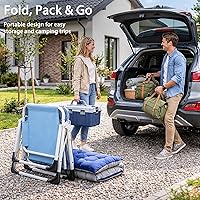 Vista 2 de ABORON Sillón 4 en 1 con agujeros para la cara y los brazos para bronceado, reclinable plegable de alta resistencia de 440 libras con cojín