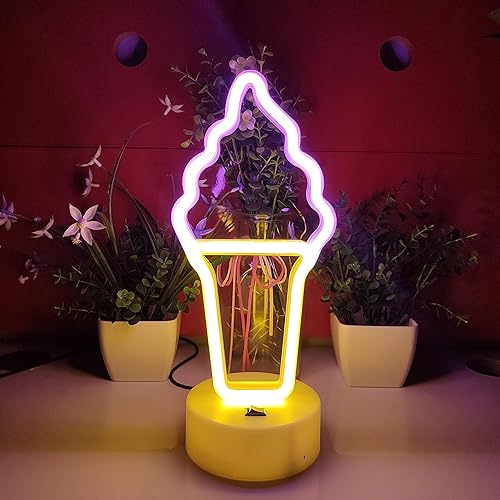 Miniatura 2 de JYWJ Letreros de neón con base de soporte, luz de neón alimentada por USB o 3 pilas AA, decoración de mesa LED, decoración de pared de dormitorio,