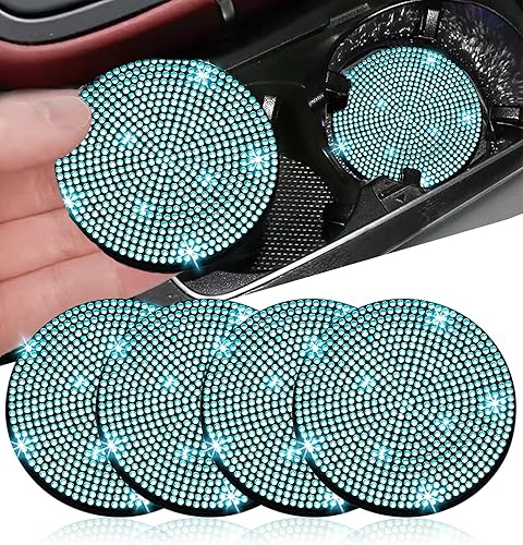 Miniatura 26 de NBTEPEM 2 posavasos de auto con diamantes de imitación, 2.75 pulgadas, antideslizantes, a prueba de golpes, universal, a la moda, para auto, con