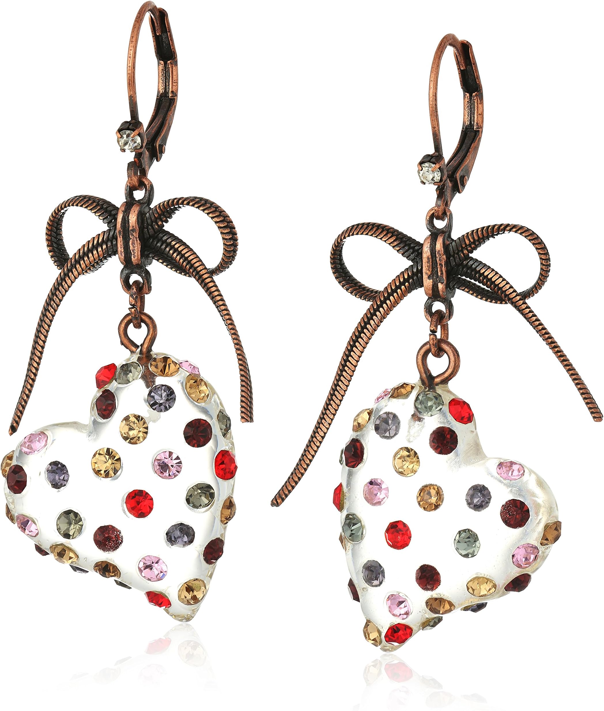 Multi Lucite Heart Drop Earrings