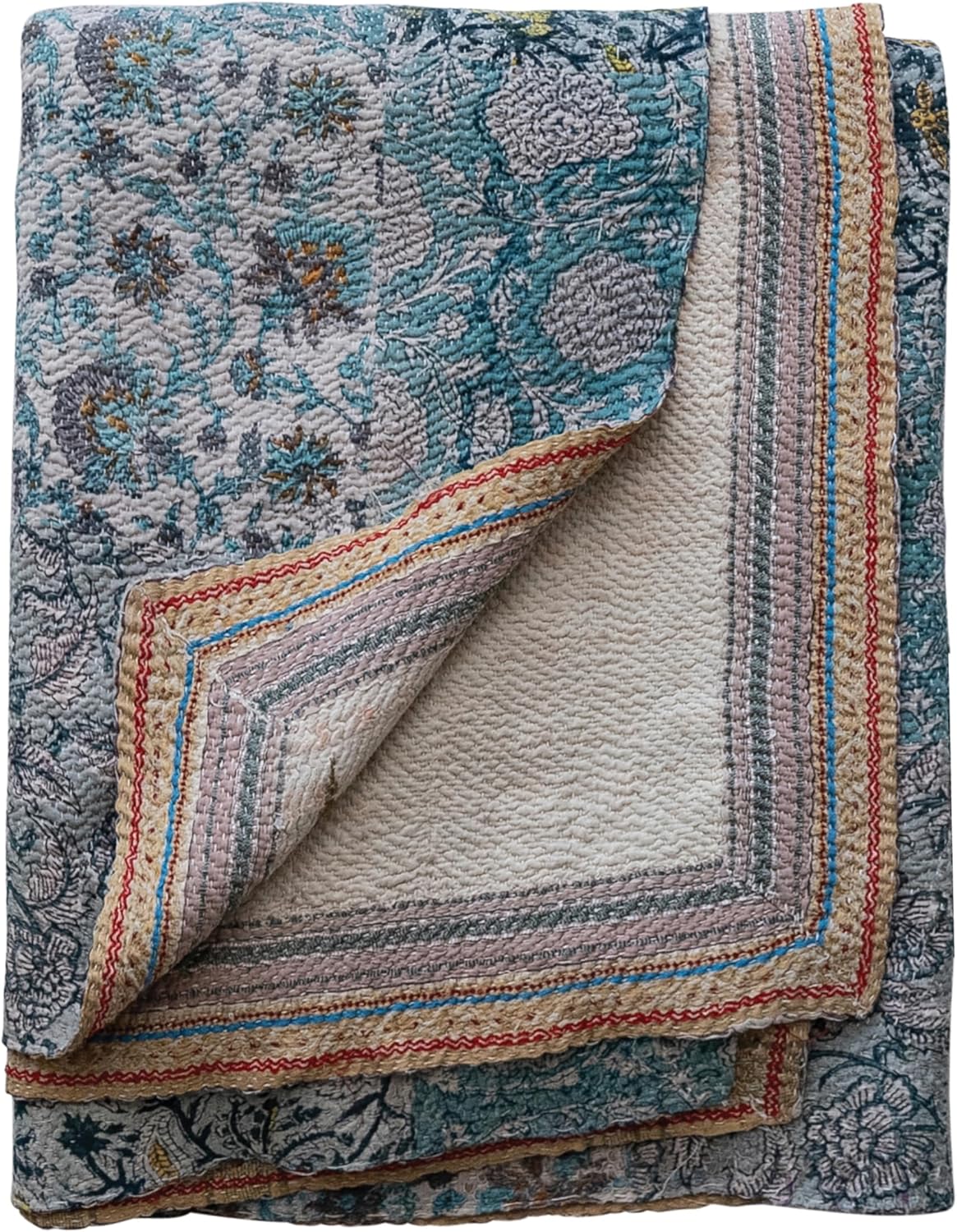 Creative Co-Op Vintage Cotton Printed Rali Throw with Embroidery, Multicolor - Image 7