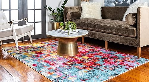 Miniatura 3 de Unique Loom colección Lyon - Alfombra abstracta y moderna, Polipropileno, MultiVerde