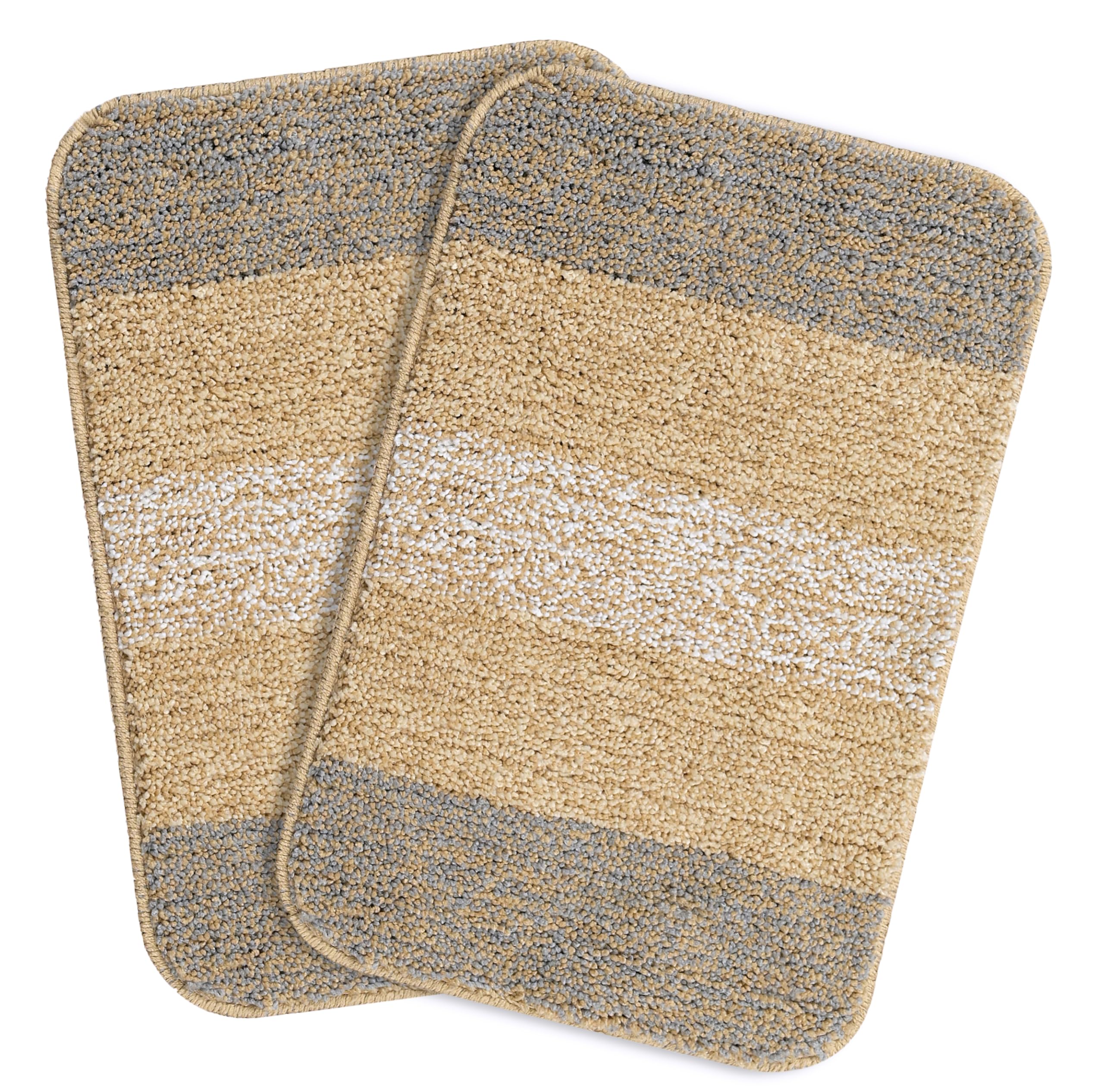 Saral Home Soft Microfiber Anti-Skid Bath Mat Pack of 2 (Taupe, 35X50 cm)