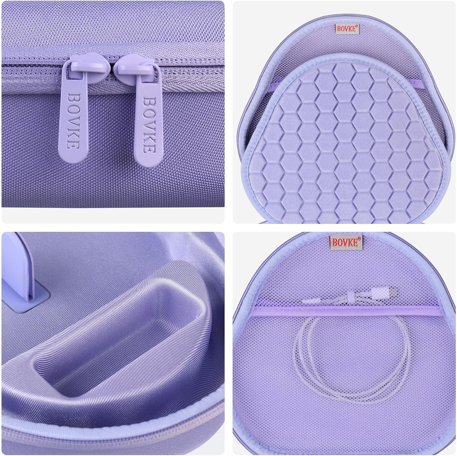 BOVKE Hard Carrying Case with Sleep Mode for Apple AirPods Max Wireless Over-Ear Headphones, AirPods Max Protective Portable Storage Bag with Mesh Pocket for Headphone Accessories, Purple - Image 5