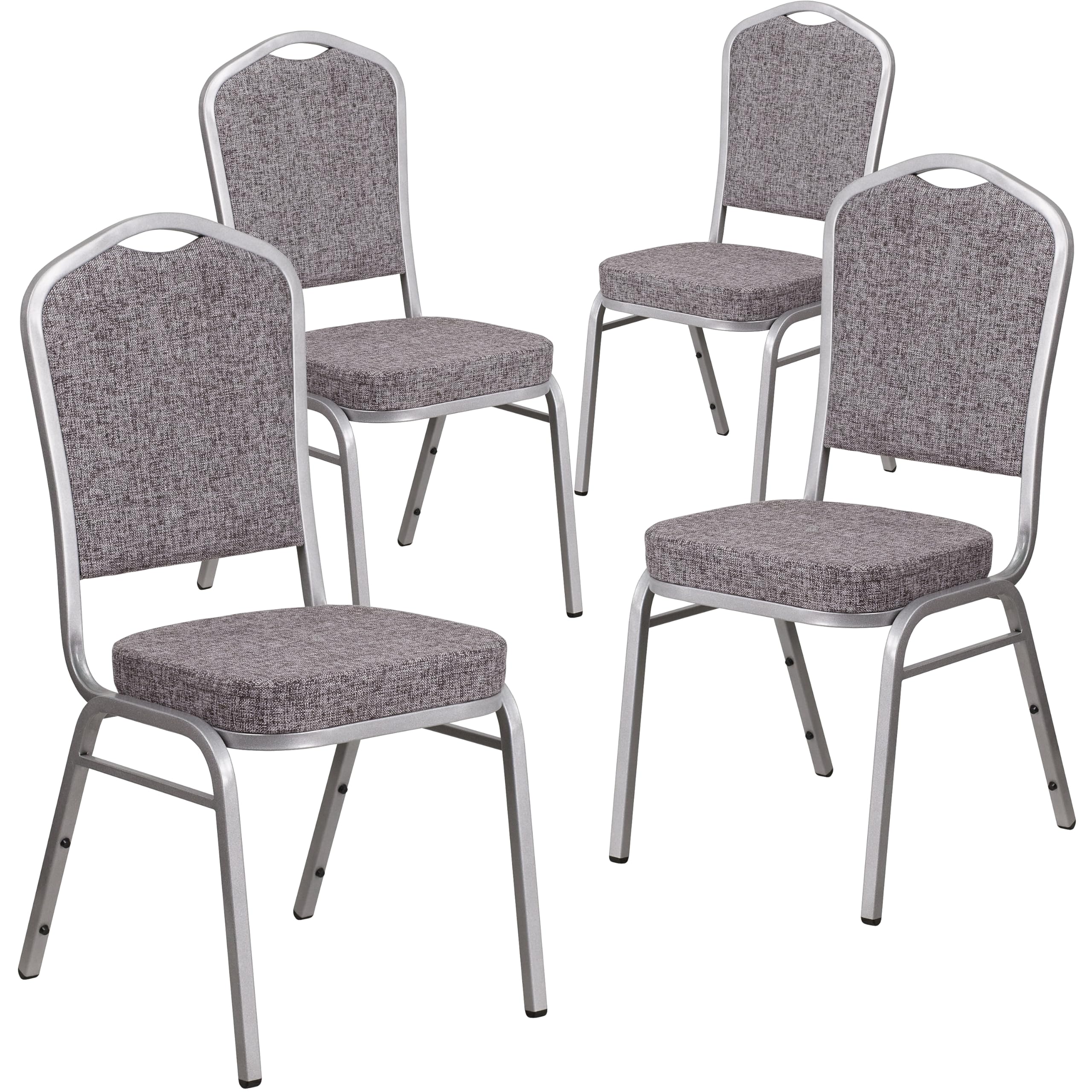 Flash Furniture Herringbone Fabric/Silver Frame / Set of 4 / Classic Stacking Chairs