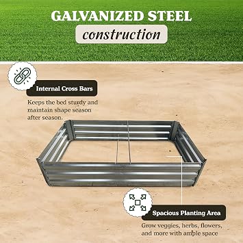 Yard Tuff YTF-53GRGB Raised Garden Bed, Silver