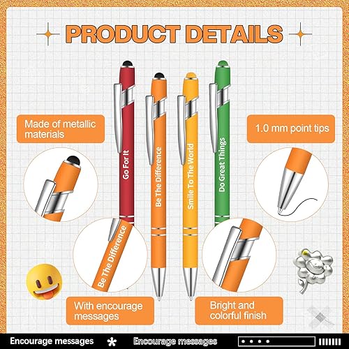 Miniatura 4 de Teling Bolígrafos de tinta negra con citas optimistas, 20 piezas