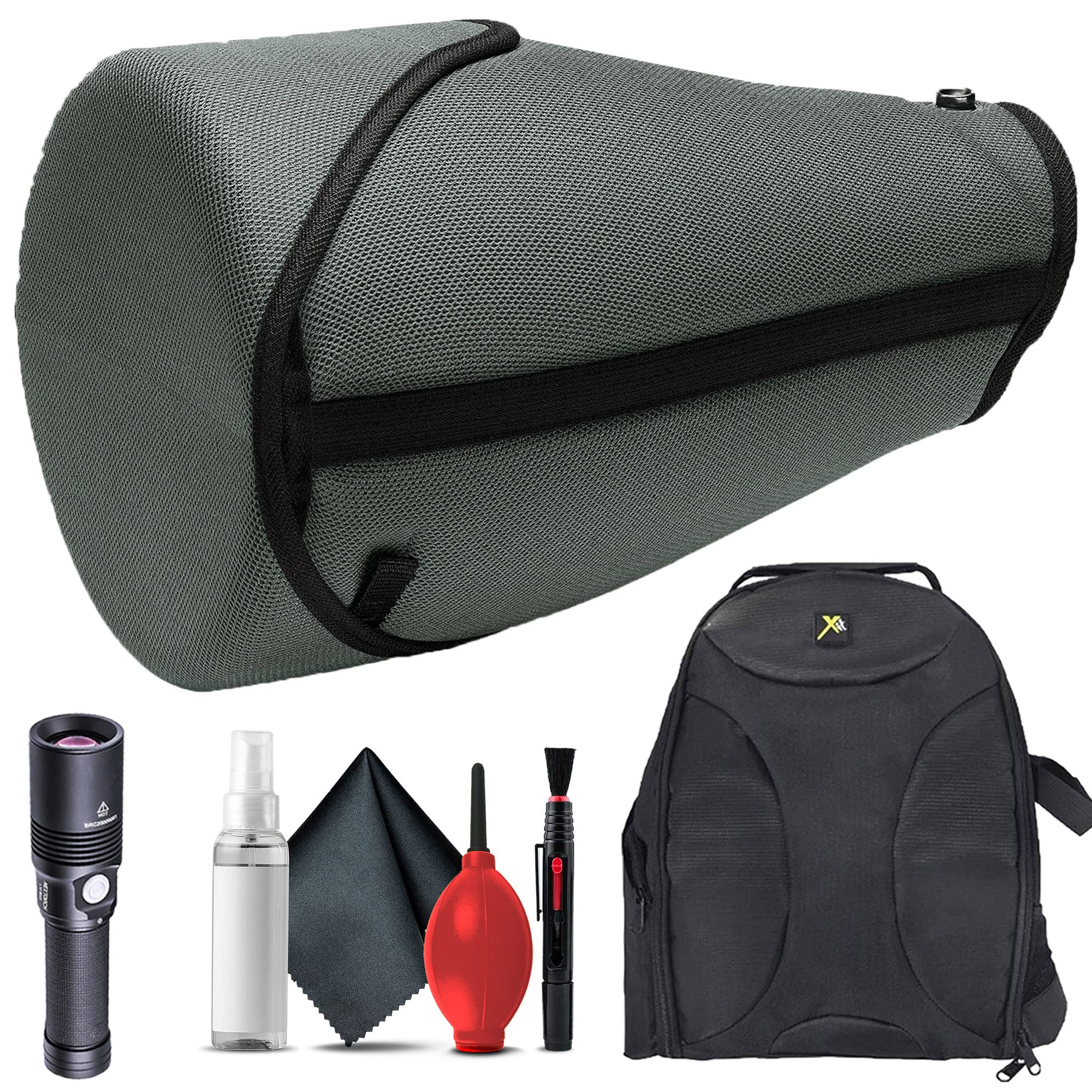 Swarovski 115mm Objective Module Stay-on Case for ATX/STX Spotting Scopes + Padded Backpack + Flashlight + Cleaning Kit
