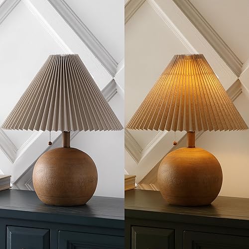 Miniatura 5 de JONATHAN Y JYL1145A Aksel - Lámpara de mesa LED escandinava costera de resina y hierro de 17.25 pulgadas con pantalla plisada y cadena de tracción,