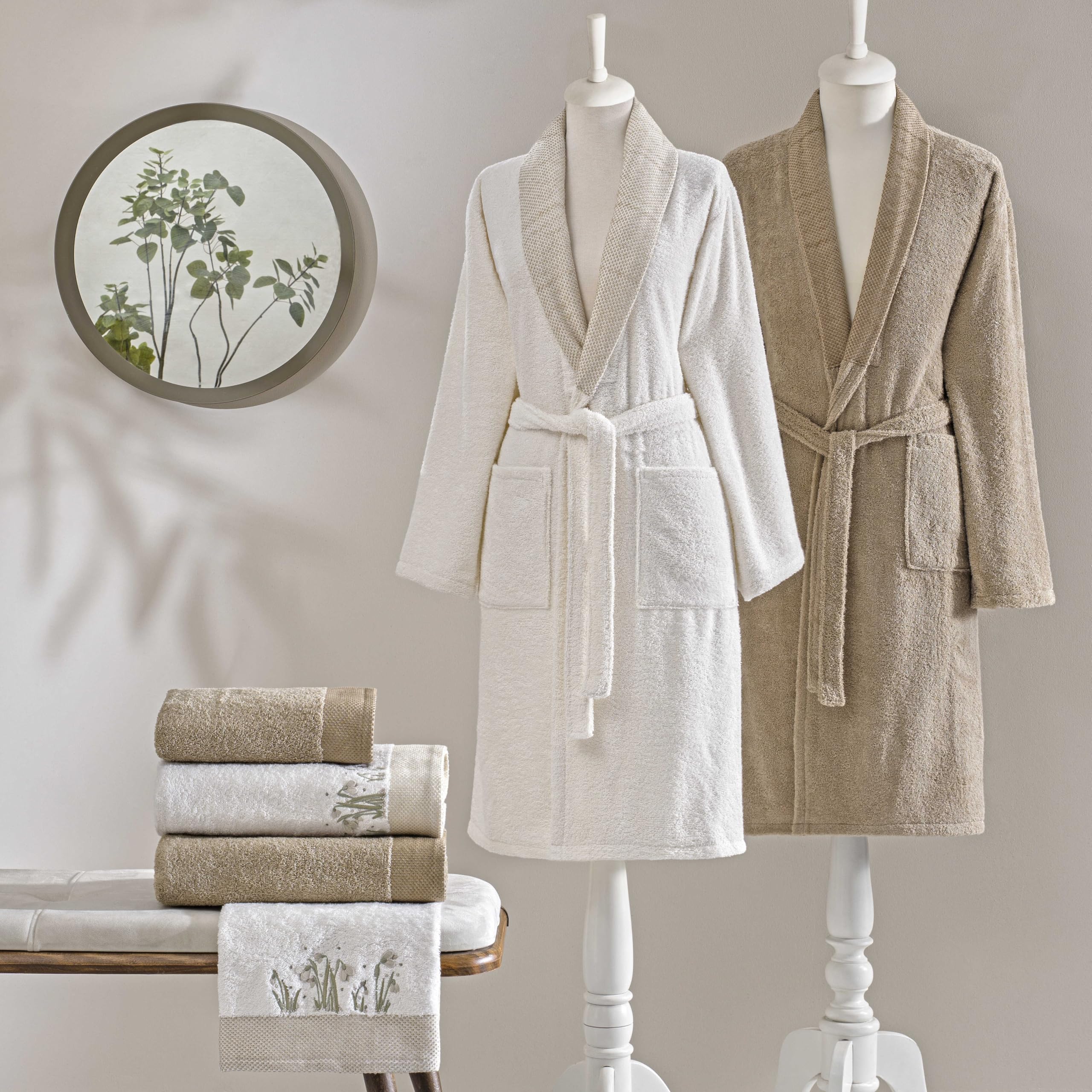 Taç Lilya Pure Cotton Pamuk Aile Seti Ekru Camel