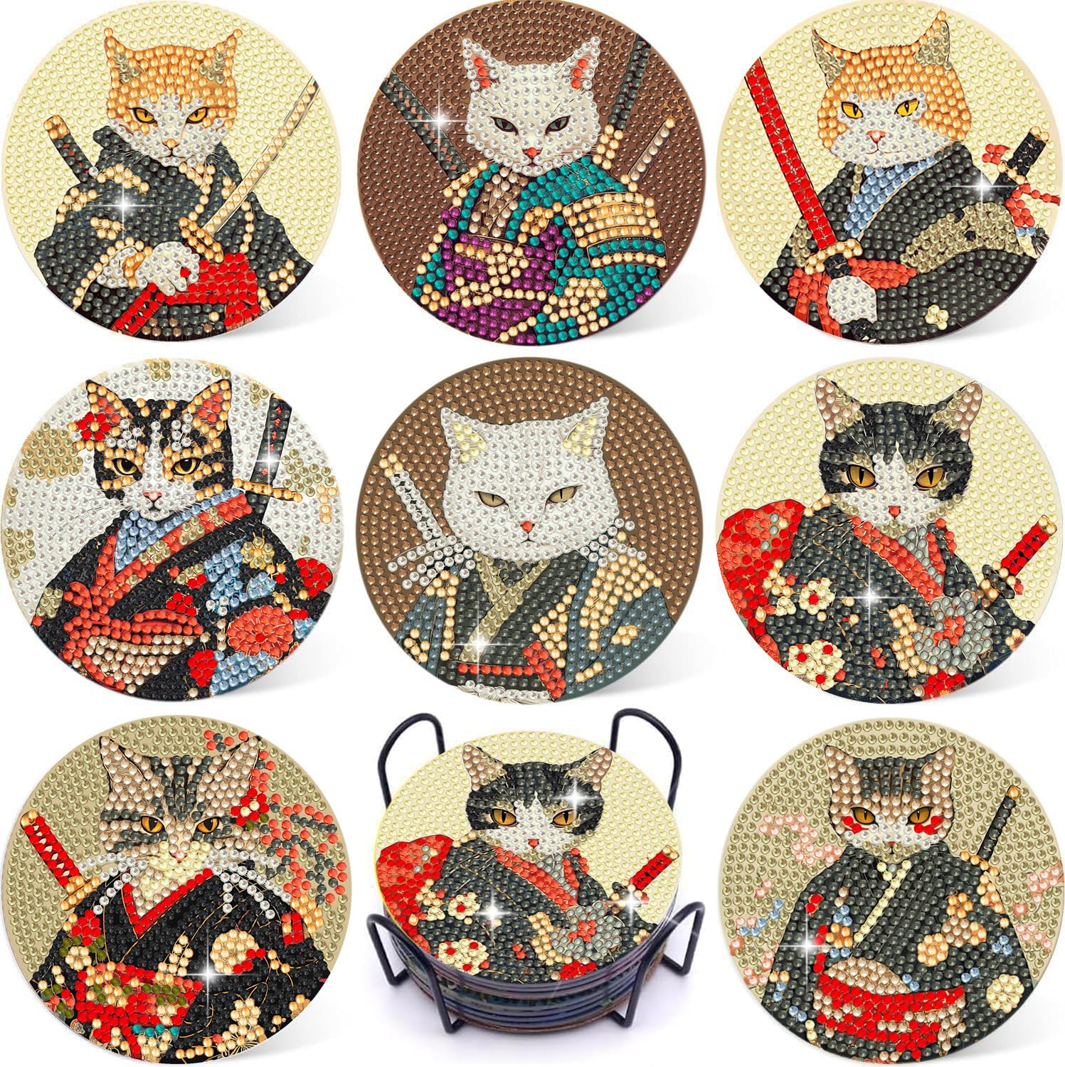 Photo 1 of **Similar item**
Puraikcmi 6PCs Diamond Paintings Coasters Kits Set, Pet Diamond Art Coasters with Holder, Small Diamond Art Kits for Adult Diamond Gem Dots Gift (Cat)