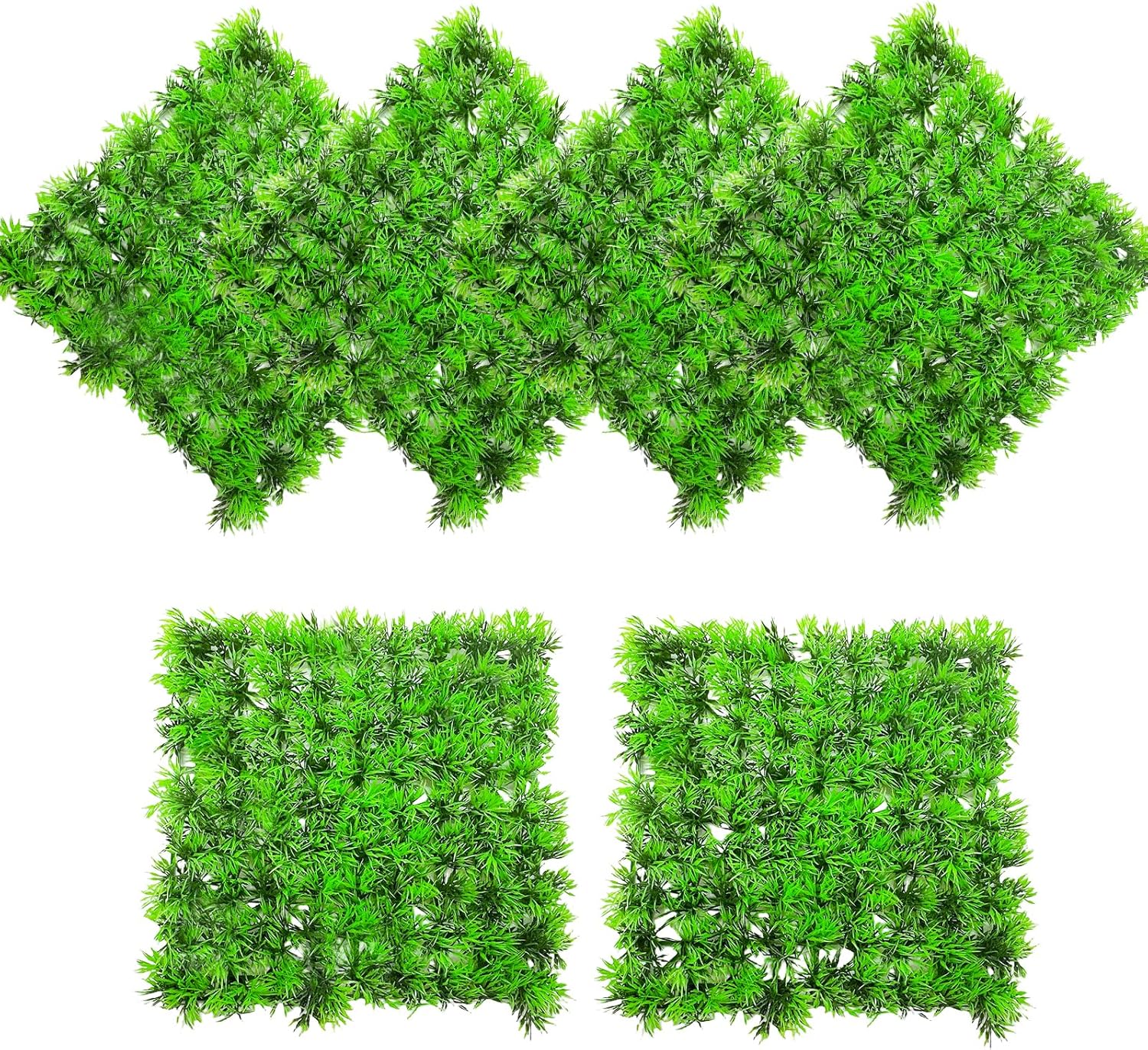 kathson 6 PCS Aquarium Grass Mat Decorations Artificial Plastic Lawn Ornament Landscape Green Plants Decoration for Saltwater Freshwater Tropical Fish Tank Decor