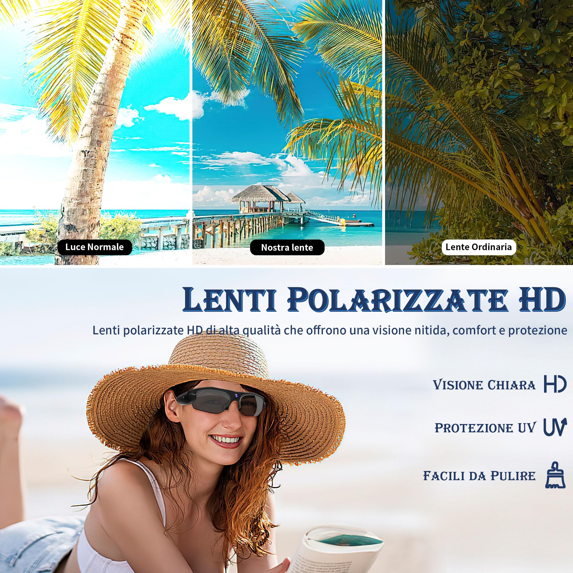 UYIKOO Telecamera Spia WiFi, Mini Telecamera Nascosta Occhiali da Sole, 1080P HD Microcamera Spia Sport Occhiali Fotocamera Visione e Registrazione di APP Protezione UV per Gli Sport Esterni