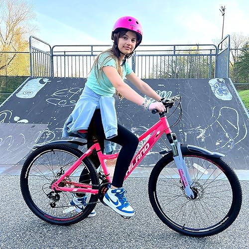 Miniatura 5 de Hiland - Bicicleta de montaña de 26 pulgadas para mujer, con marco paso a través, 21 velocidades, horquilla de suspensión MTB, bicicleta para