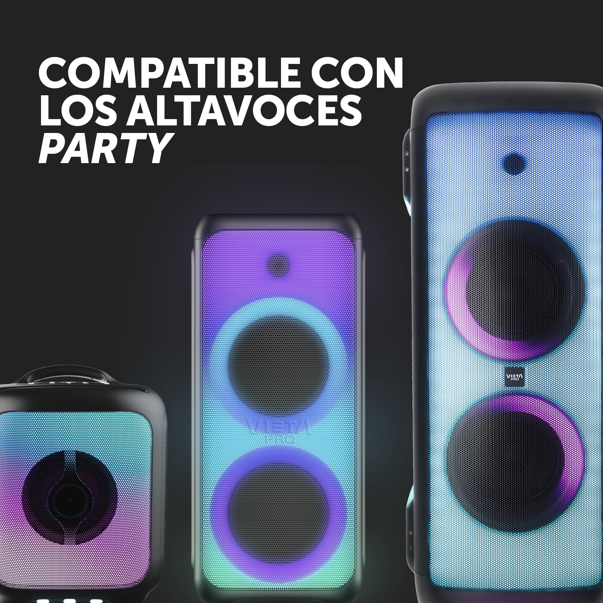 Vieta Pro Party Mic Duo | Karaoke 2 micrófonos inalámbricos 6.5 mm Mono Jack, Baja interferencia, Receptor 12 Horas. Micrófono Wireless Profesional USB-C para Karaoke,Boda,DJ,Fiesta,Iglesia