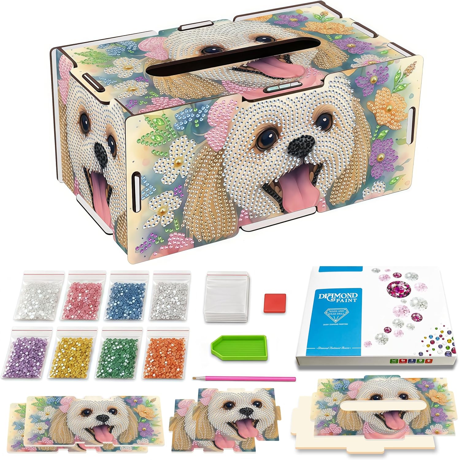 LSQFS DIY Diamond Art Tissue Box Kit,Handmade Art Gift for Adults