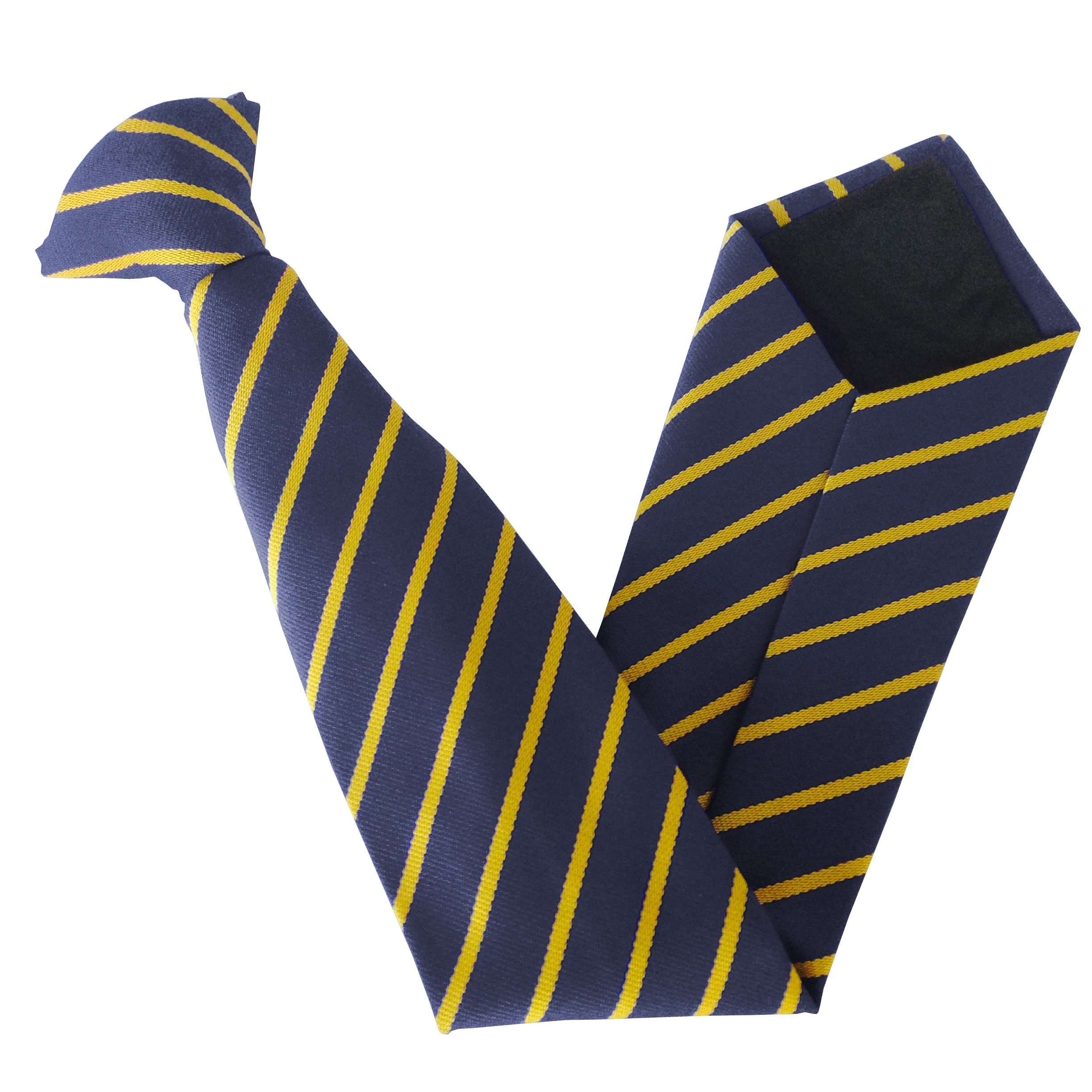 Great British Tie Club Clip On School Ties (21 Single Striped Variations) (14 inch clip on (Junior School), Navy & Gold)