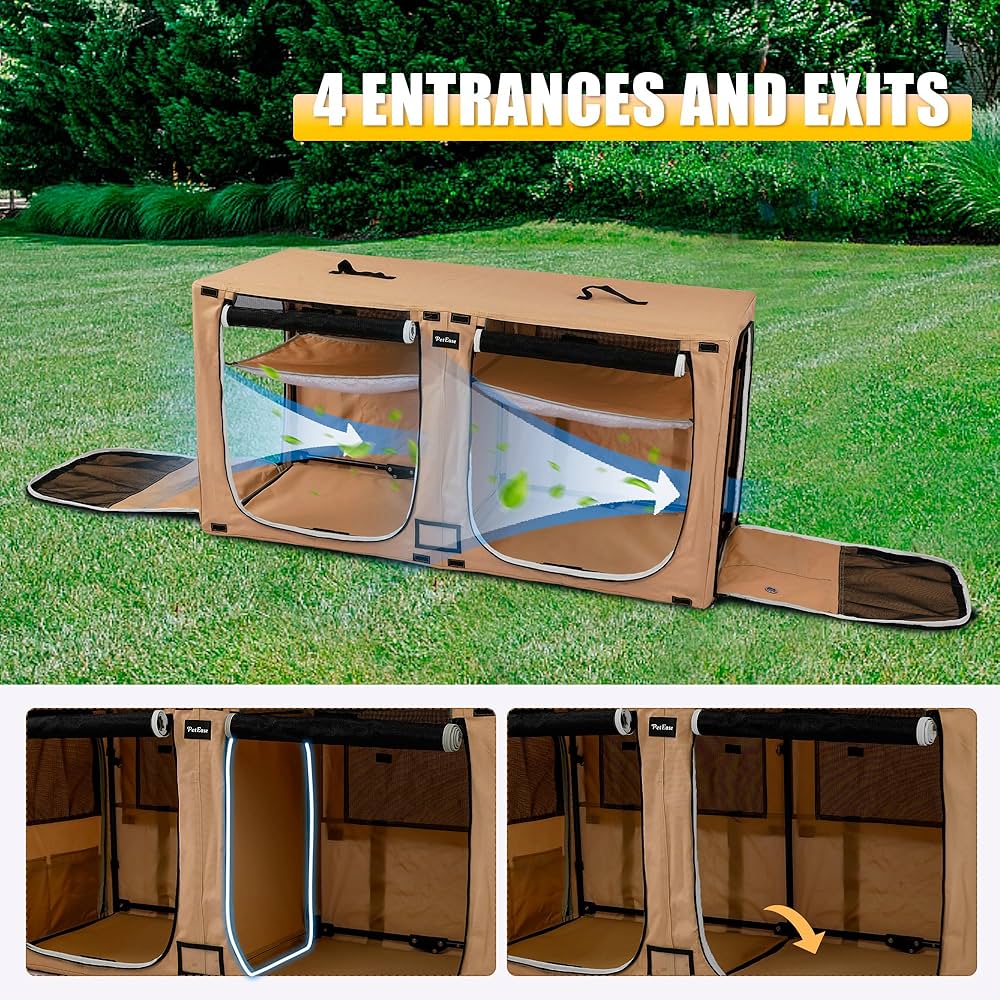 Amazon.com : PETEASE Portable Double Dog Crate,Twin