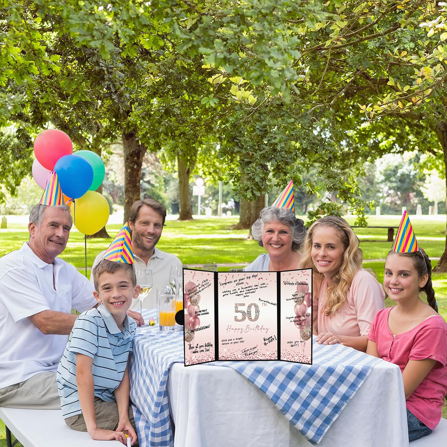 DARUNAXY Rose Gold 50th Birthday Party Decorations for Women, Happy 50th Birthday Alternative Signature Guest Book Black Pink 50 Birthday Signing Card Board Party Supplies Cheers to 50 Years Old Gift - Image 8