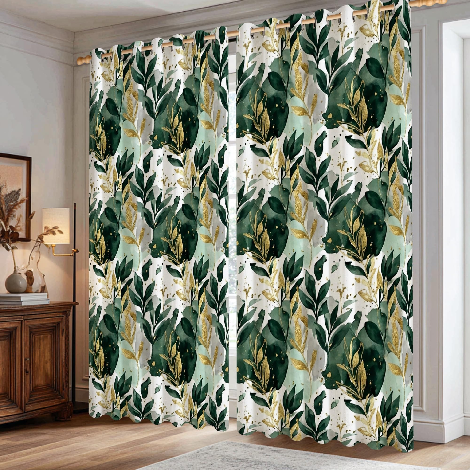 Rideaux occultants motif feuilles pour bloquer la lumière du jour dans la chambre à coucher