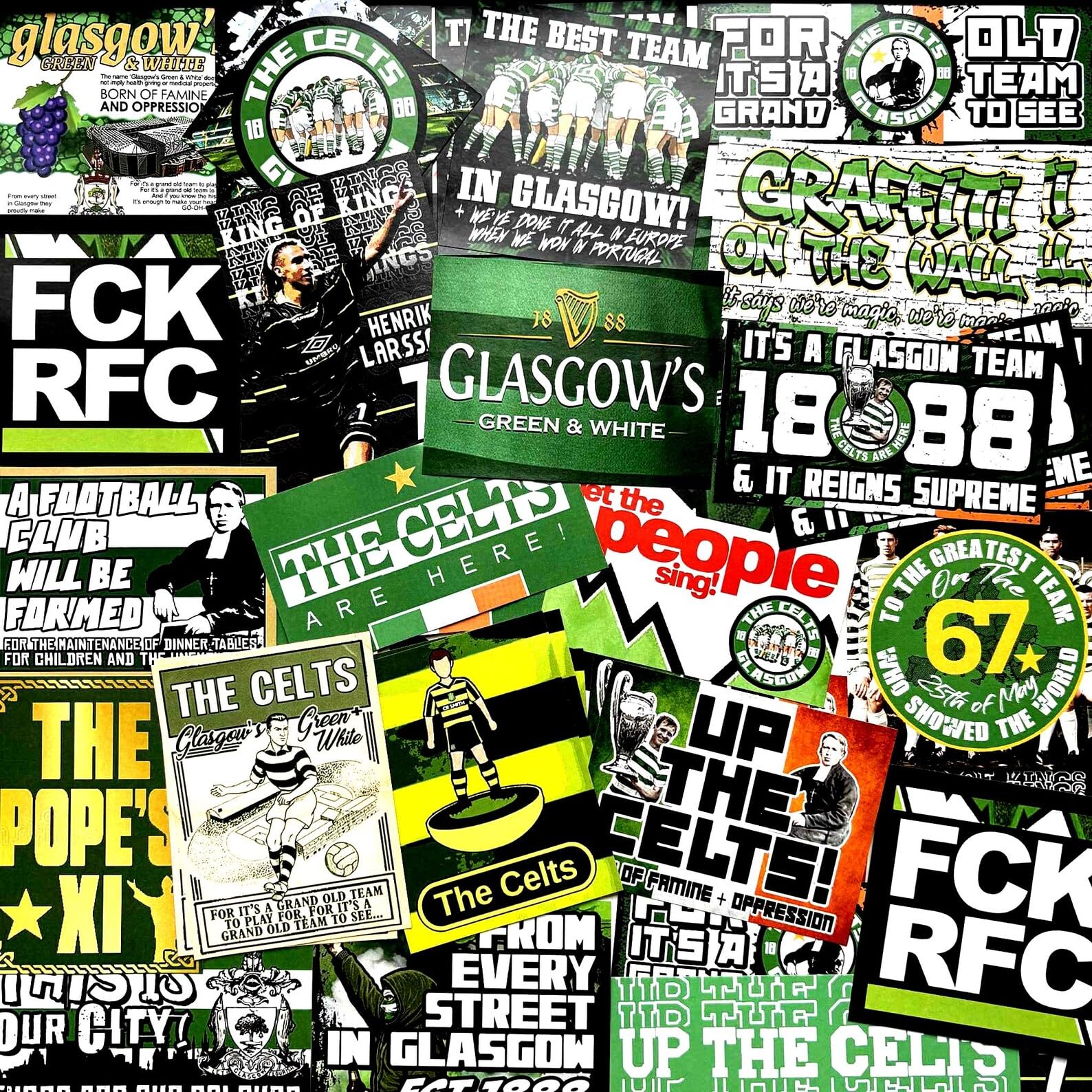 100 x Stickers for Celtic Fans - Inspired by The Celts Glasgow Ultras Scarf Flags Banners