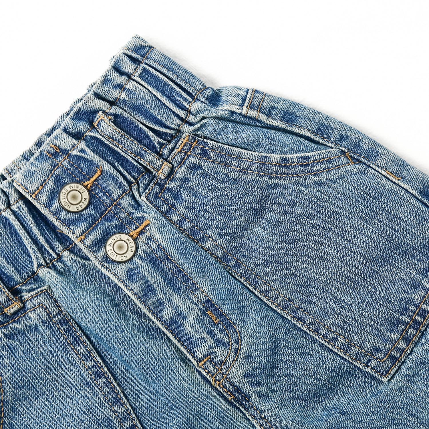 KIDSCOOL SPACE Jeans per Bambina, Vita Elastica con Tasche Oblique e Pantaloni in Denim a Gamba Ampia