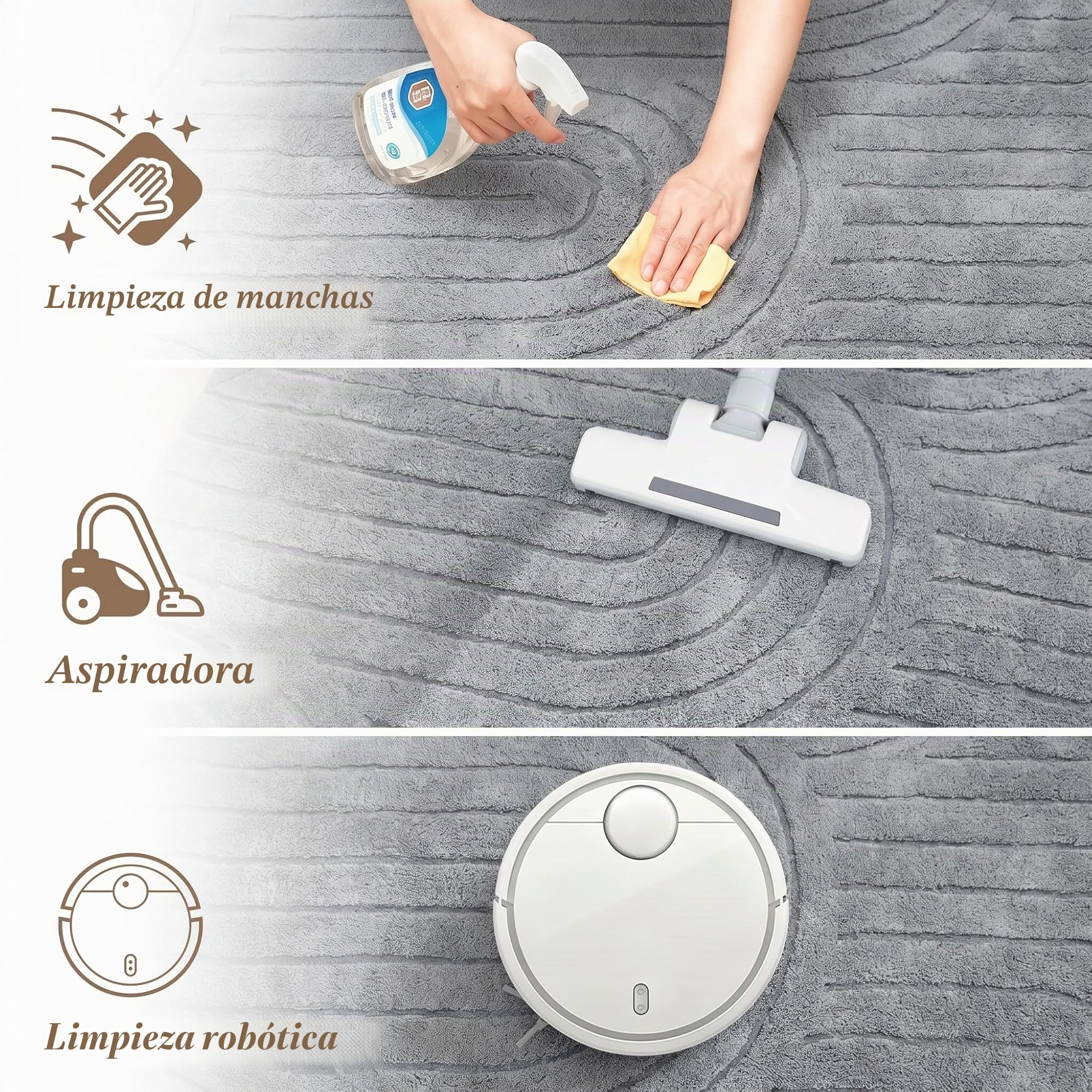 Puremy Alfombra jacquard tridimensional, gris, 140 x 200 cm