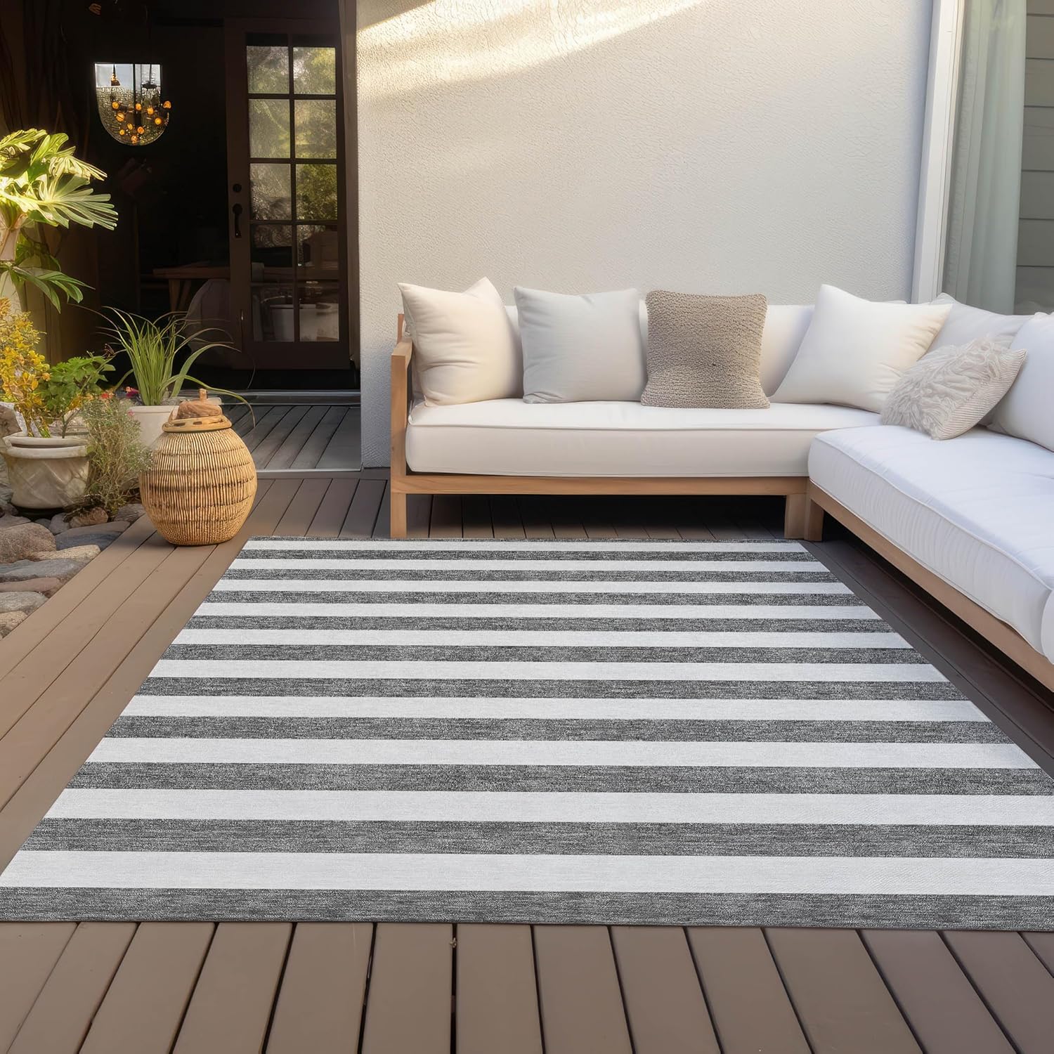 Addison Rugs Chantille ACN528 Gray 2'6" x 3'10 Indoor Outdoor Area Rug, Stain Resistant, Machine Washable, Non Shedding, Bedroom, Living Room, Dining Room, Kitchen Rug