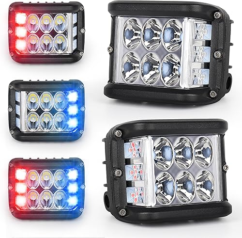 Miniatura 10 de Luces laterales de 4 pulgadas, luces LED estroboscópicas rojas de doble cara para granja, tractor, arado, camión, barco, ATV, UTV, SUV, todoterreno,