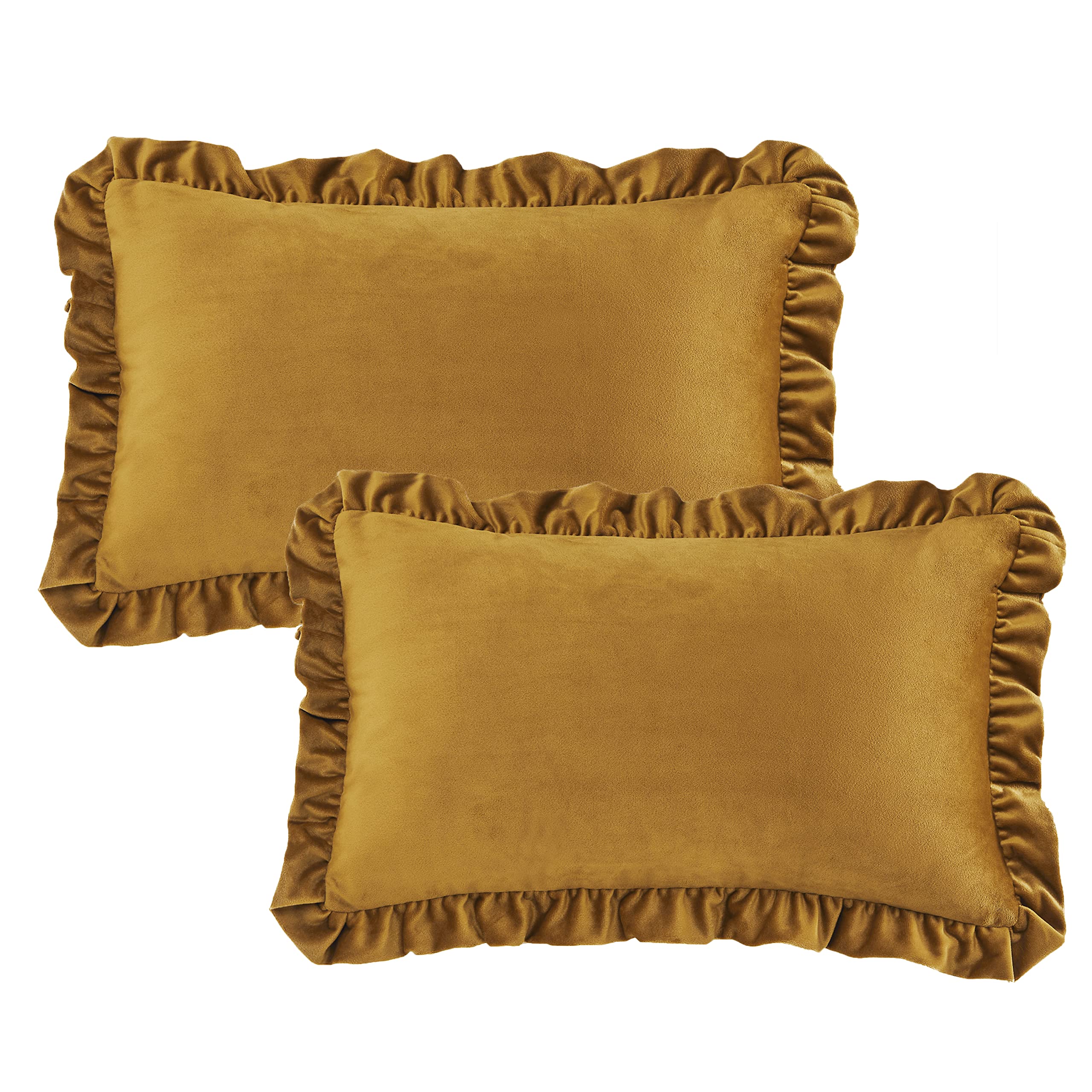 MIULEE Confezione da 2 Fodere Borde Avvolte Morbide in Velluto Decorative Federe Copricuscini per Divano Soggiorno Camera da Letto 40 X 40 cm Champagne Gold