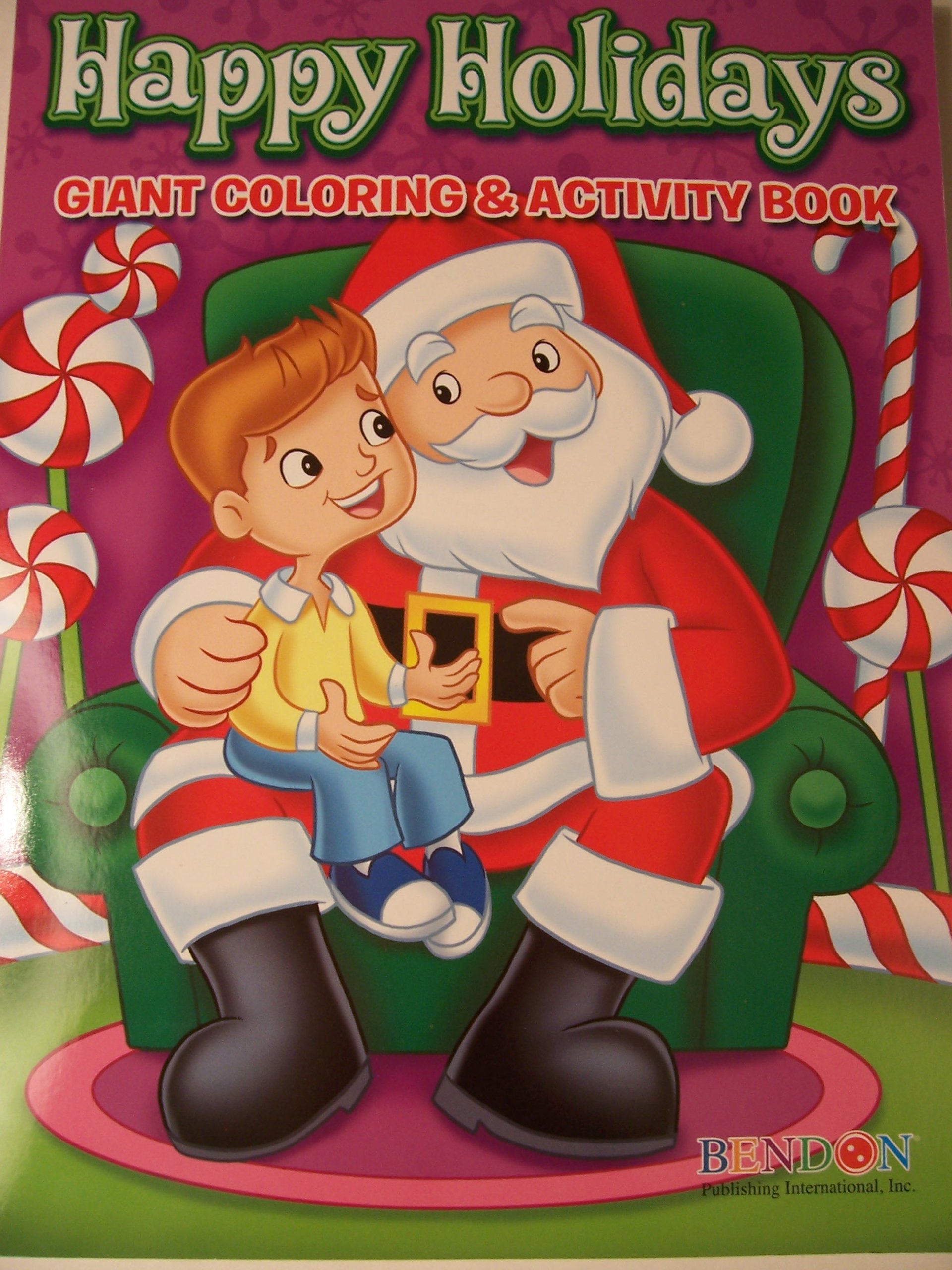Happy Holidays 160 Page Giant Coloring and Activity Book ~ Christmas Edition (Boy in Santa Lap)