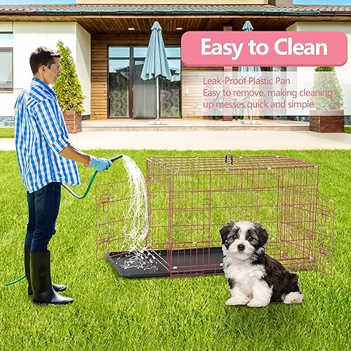 Miniatura 3 de Jaula para perros pequeños de 24 pulgadas, jaulas resistentes para perros pequeños, jaula plegable de alambre de metal con bandejas extraíbles,