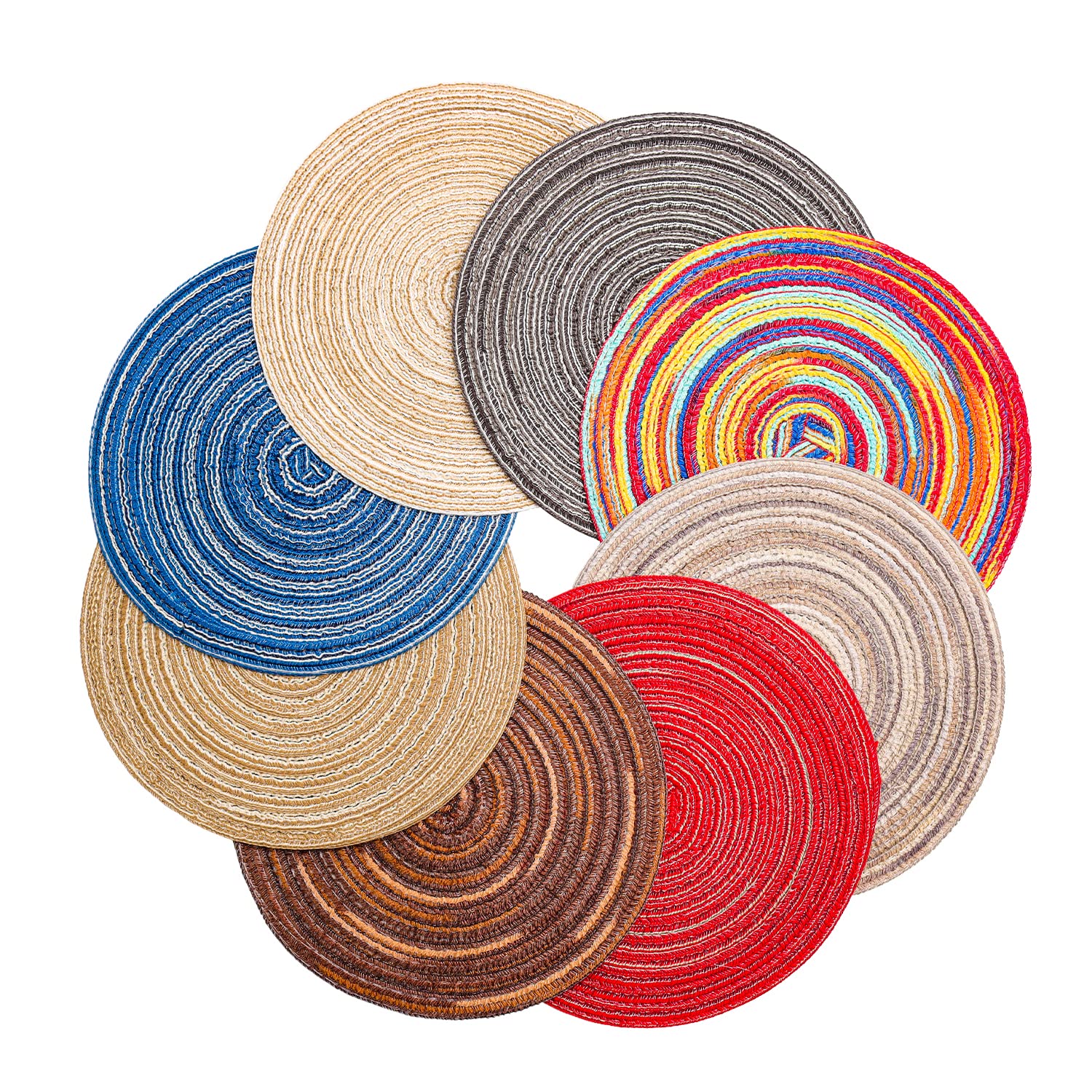 8Pcs 7.3 Inch Diameter Dollhouse Mini Carpet Miniature Weaving Round Rug Miniature Carpets for Mini House Decor