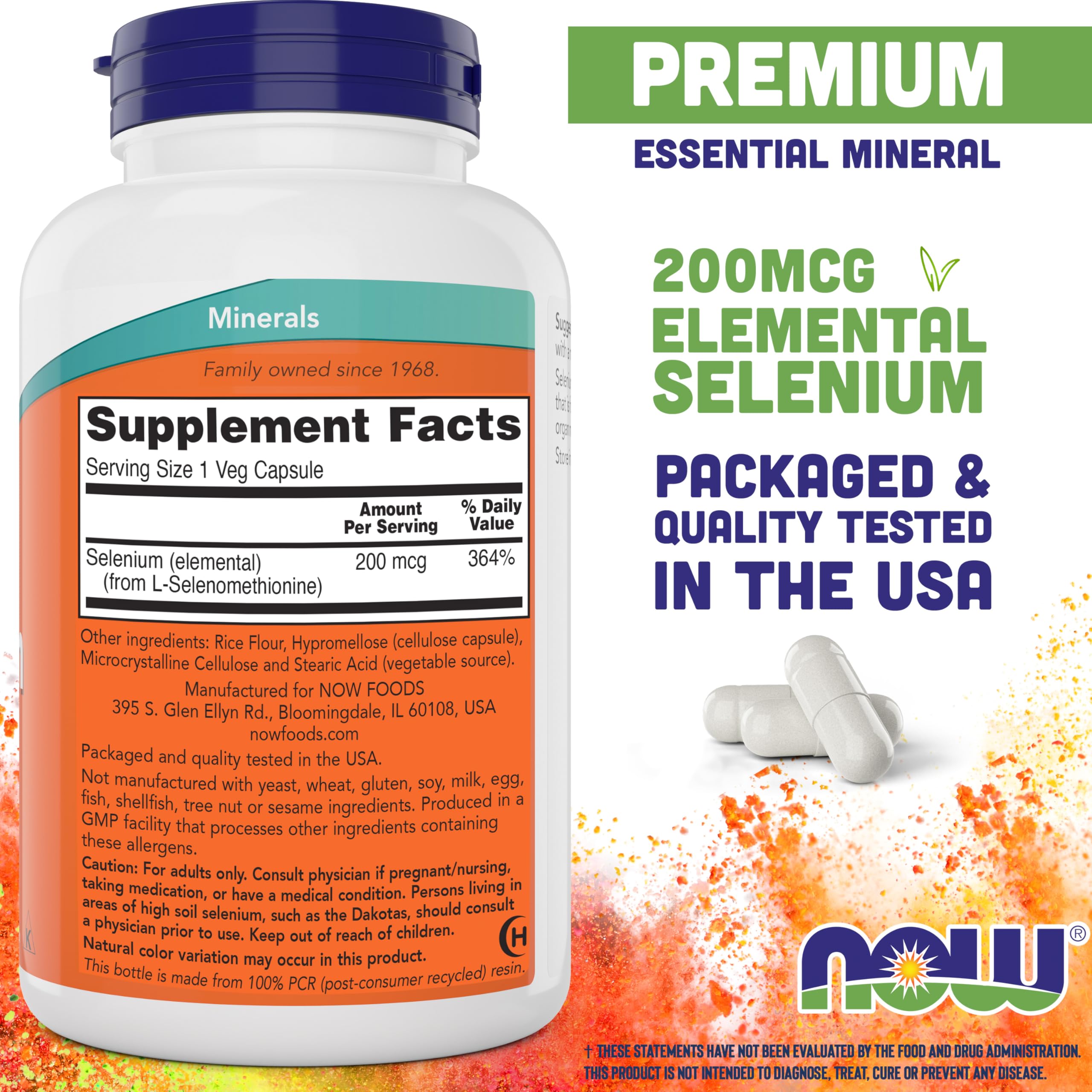 Now Selenium 200mcg Capsules, 300 Count (Pack of 2) - L Selenomethionine Mineral Supplement for Women & Men - Veg Caps, Non-GMO, Vegan Friendly, Yeast-Free