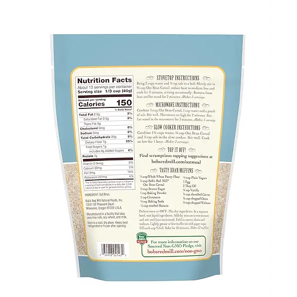 Bob's Red Mill Oat Bran, 18oz (Pack of 1) - Non GMO, Vegan, Kosher 3