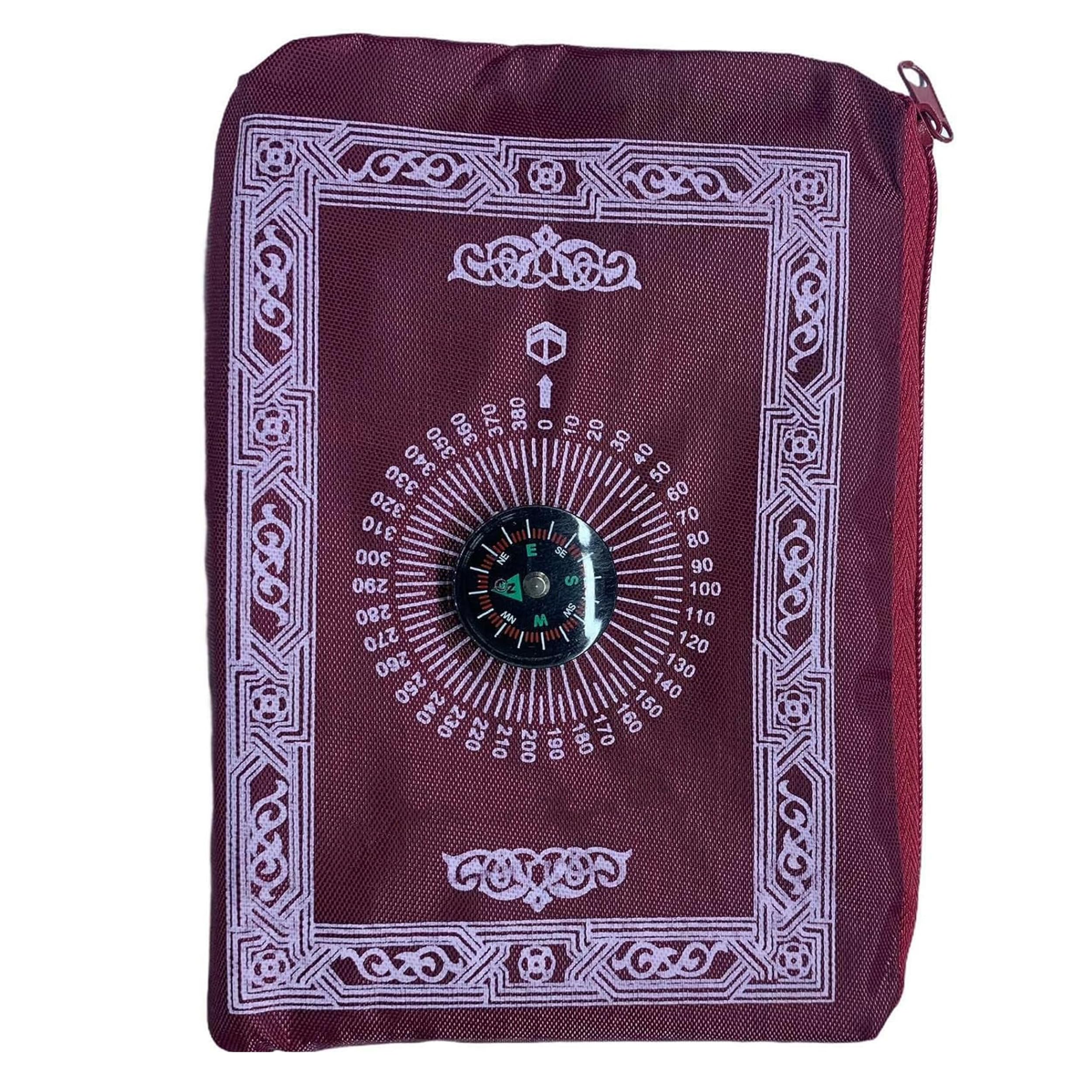 Glamified , Glam Maroon Glamified Muslim Prayer Mat Travel Pocket Friendly Islamic Prayer Mat, Muslim Prayer Rug With Qibla Finder Compass - …