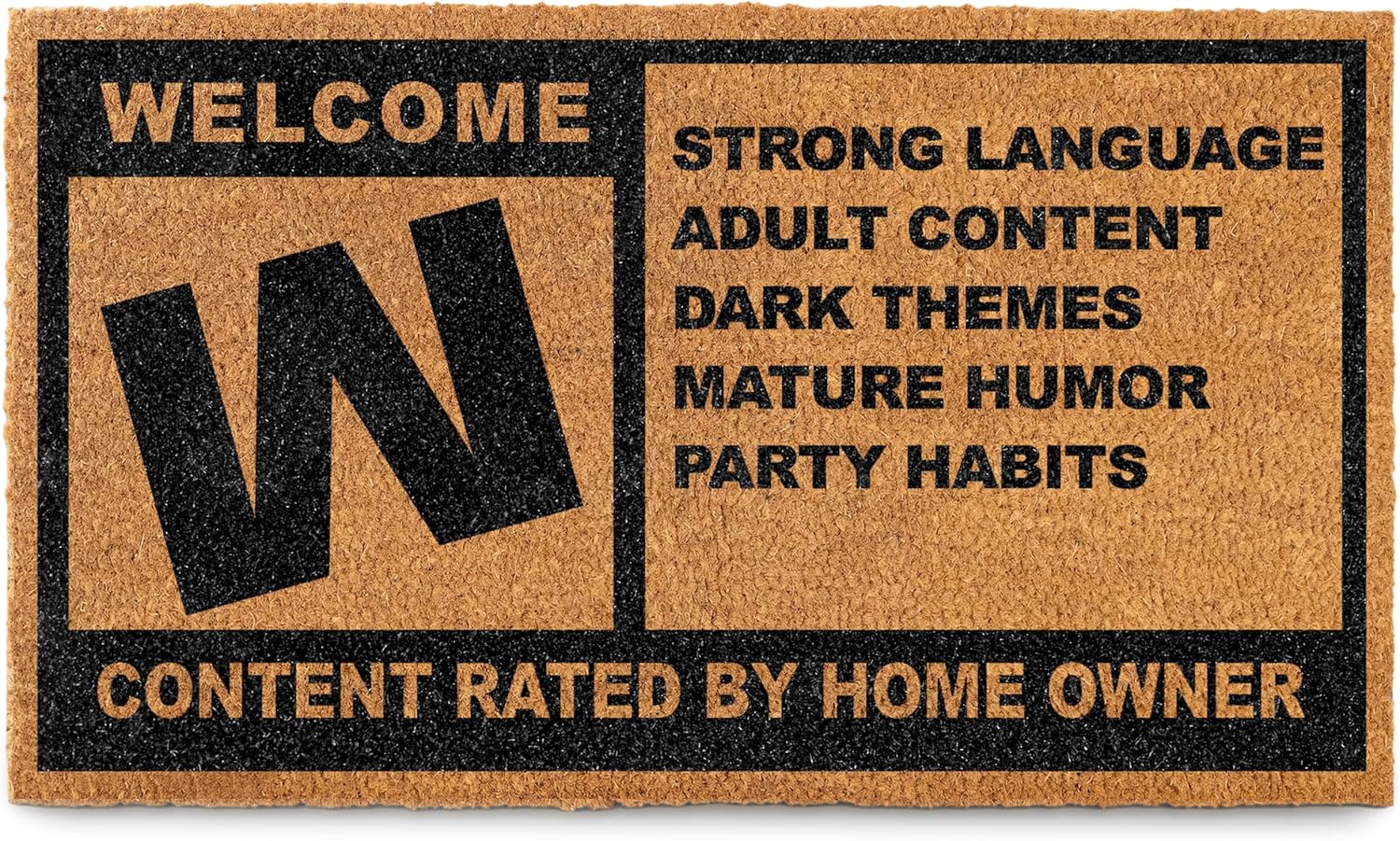 MAINEVENT Gamer Mature Rating Door Mat Outdoor 30x17 Inch, Rated M Welcome Home Mat Strong Language, Game Rating Mature Nerd Door Mat, Geeky Doormat