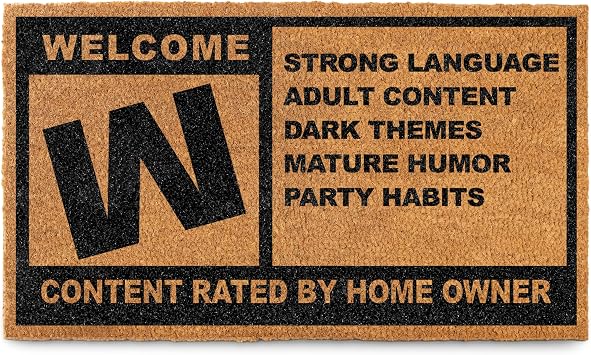 Gamer Mature Rating Door Mat Outdoor 30x17 Inch, Rated M Welcome Mat Coir | Funny Entryway Decor, Fantasy Fan Gift, Geek Home Decor, Dirt Scraper, Natural Coco Fibers, Pvc Backing, Easy Maintenance