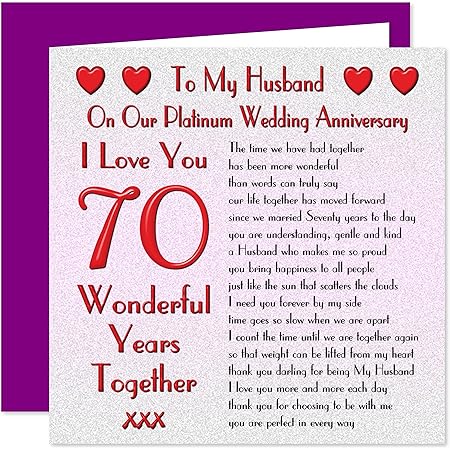 My Husband 70th Wedding Anniversary Card - On Our Platinum Anniversary