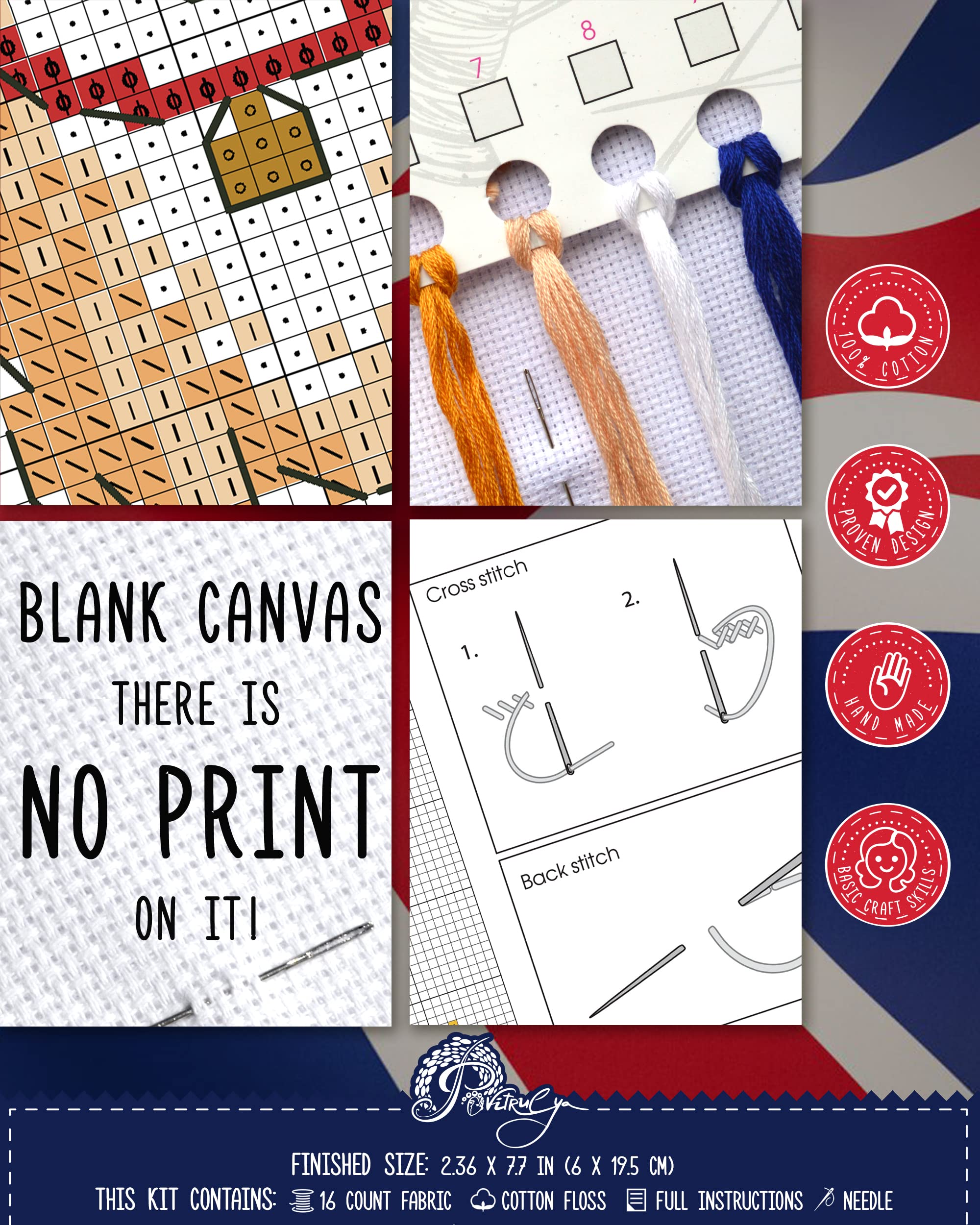 Povitrulya Kit De Broderie Au Point De Croix – Kits De Bricolage Pour Adultes Ou Enfants – Marque-page Amusant – Facile à Utiliser – Collection