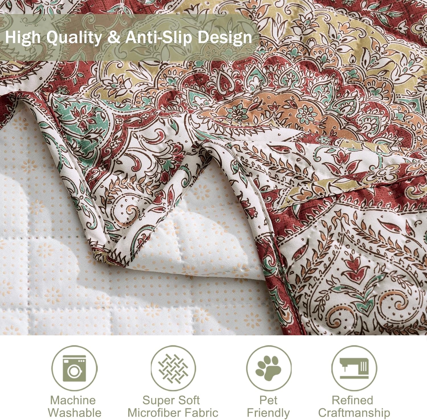 Ogee Printed Recliner Chair Covers, Soft Quilted Recliner Covers, Water-Repellent Lazy Boy Chair Covers, Pet Friendly ReclinerCover for Sofa, Washable ArmchairCovers (Recliner 22", Ogee)